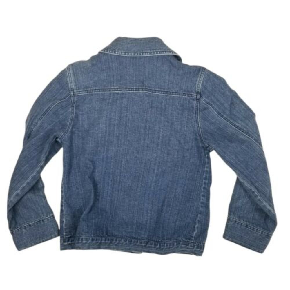 Lisa International Womens Small Denim Stretch Jacket Blue Jean Leopard Flip Cuff - Picture 5 of 12